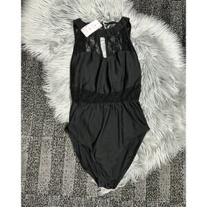 Black Lace Accented Women’s Bodysuit Size‎ Medium